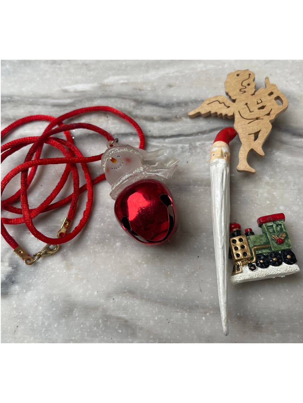 Christmas Jewelry Lot Necklace Brooch Pins Santa Angel Train VTG